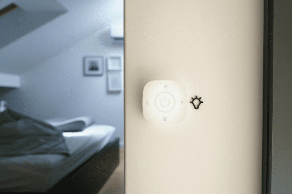 Smart switch shown on wall