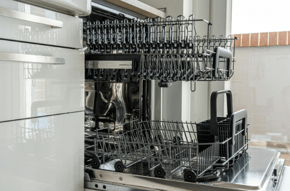 A dishwasher containing dishes.